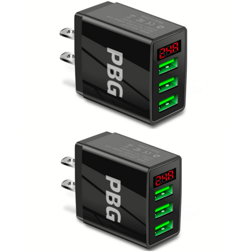 3-Port USB Quick Wall Charger with LED Display