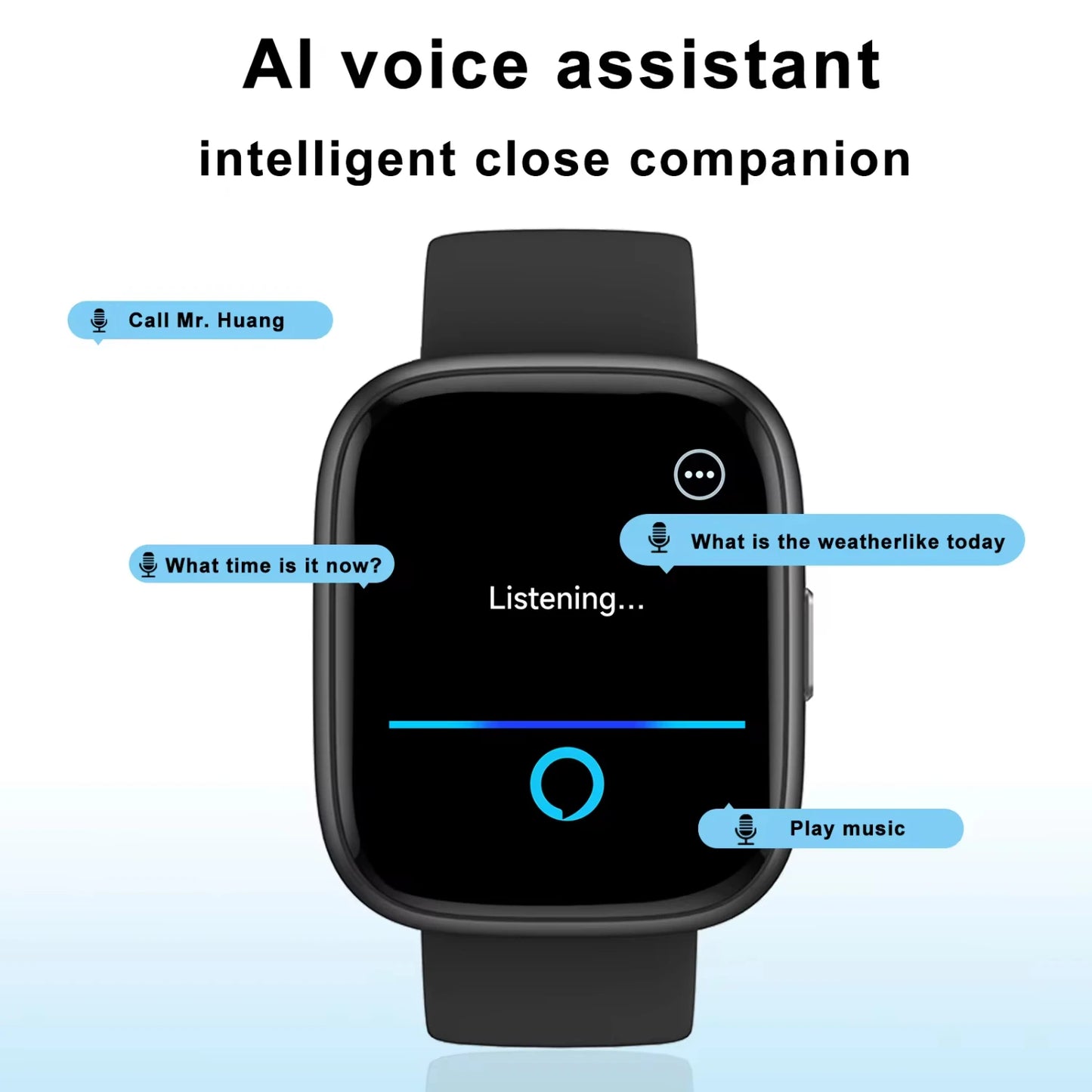 Alexa Smart watch, wireless calling /dial, calling reminder and rejection, SMS reminder, Custom Wallpaper, /Andriod