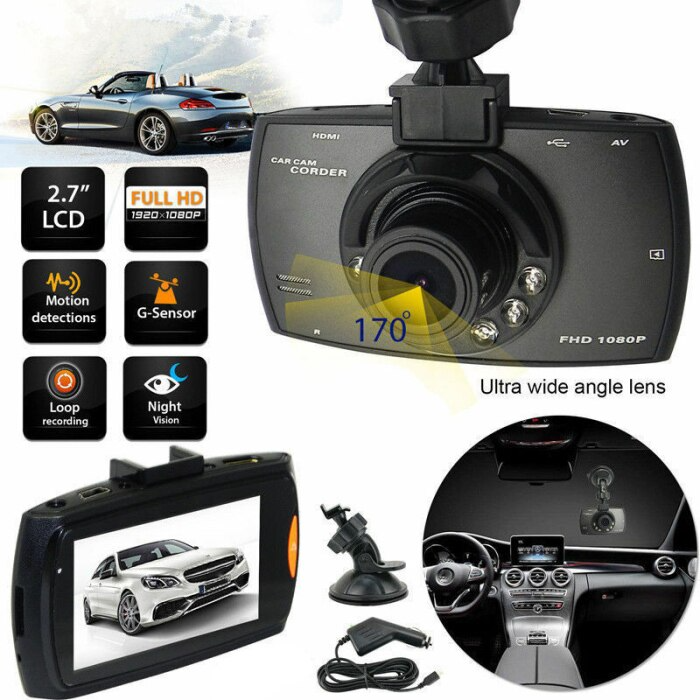 2.7" 1080P Dual Dash Cam with Night Vision & G Sensor