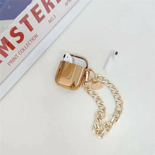 Elegant Gold Heart Chain AirPods Case