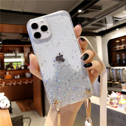 Sparkly Protective iPhone Case with Strap