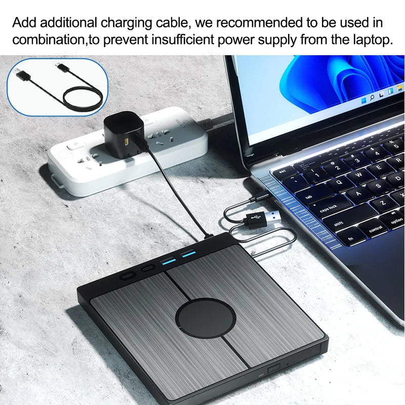7-in-1 USB 3.0 Type C External CD DVD RW Optical Drive DVD Player