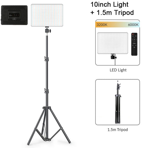 14inch 10inch LED Video Light Panel EU Plug 3200K-6000K Photography