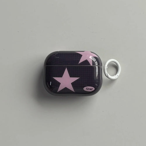 Y2K Style Fashion Blue Pink Five-Pointed Star Check Pattern Protective