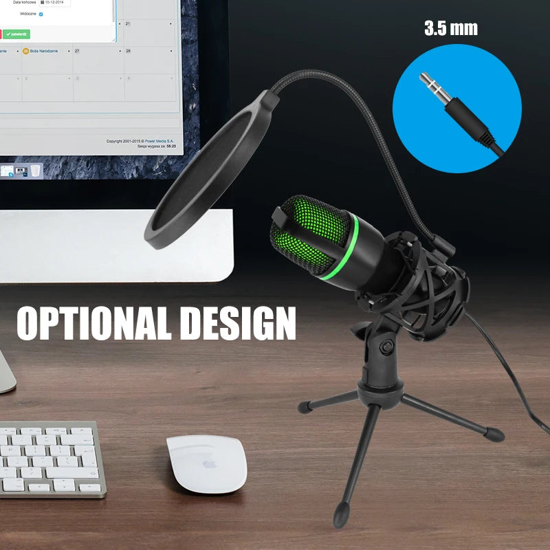 Professional USB Condenser Microphone For PC Laptop Streaming Video