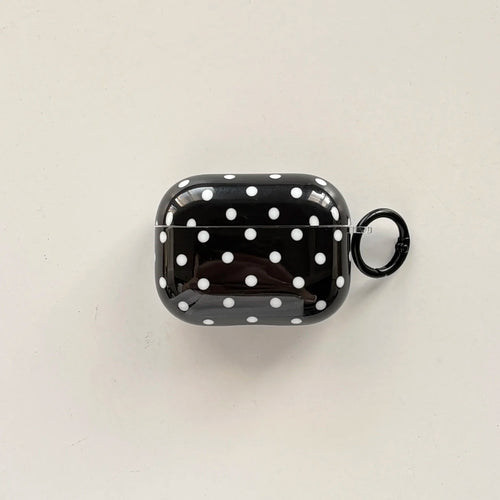 Simple Fashion White Polka Dot Pattern Black Glossy Protective