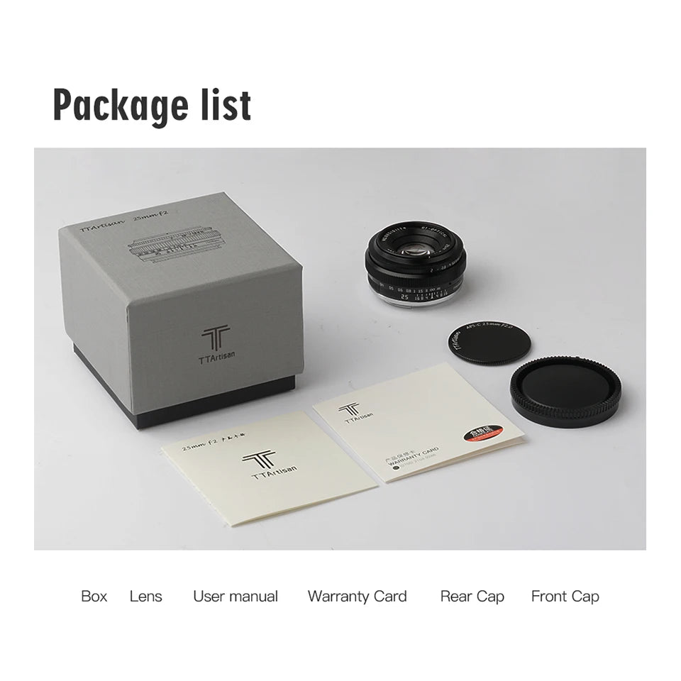 TTARTISAN 25mm F2 APS-C MF Portrait Photography Camera Lens for Sony
