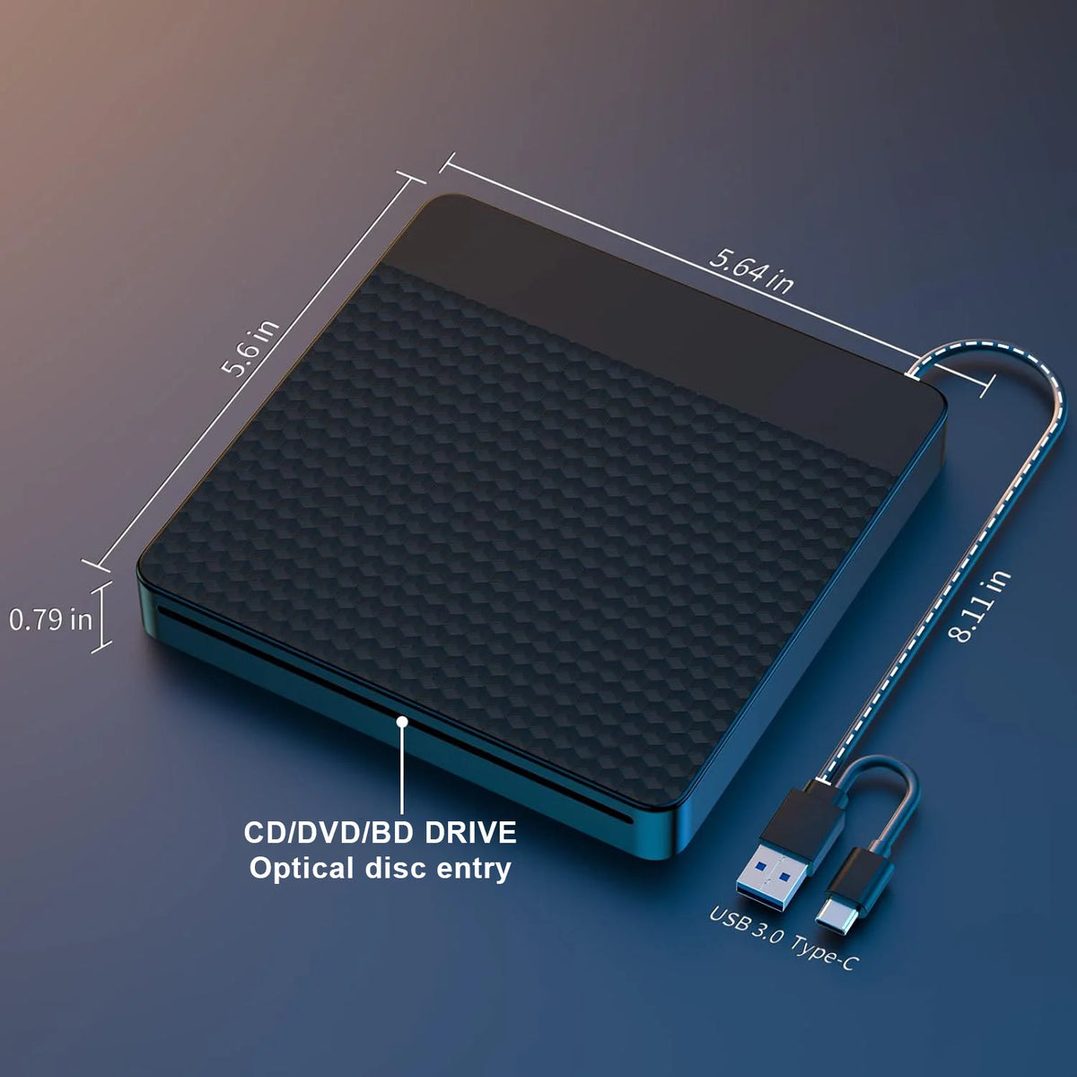 External Blu Ray Drive for Laptop USB3.0&Type C Slot-in BD Burner