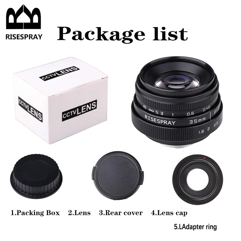 RISESPRAY 35mm F1.6 Manual Focus MF Prime Camera Lens for Canon EOSM