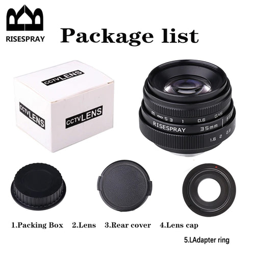 35mm F1.6 Manual Focus MF Prime Lens for Canon EOS M Nikon N1 Fuji X