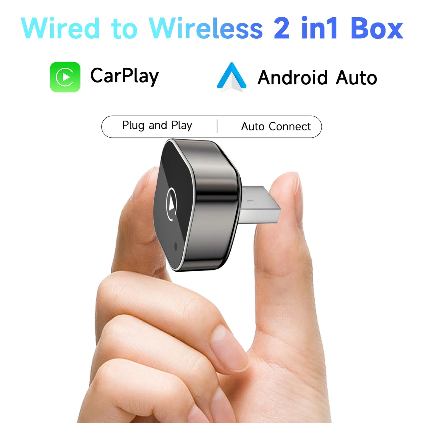 Pionray 2-in-1 Wireless CarPlay Adapter – Android Auto, AI Smart Box for All Cars