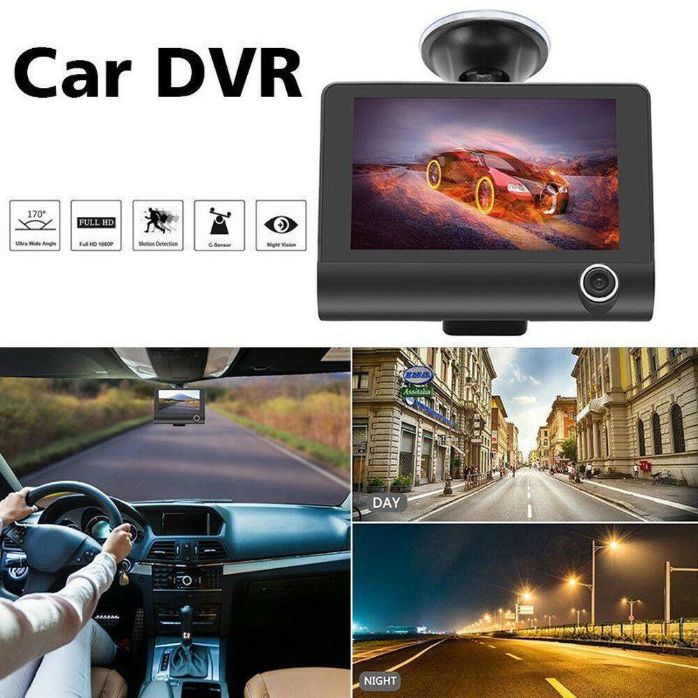 Triple Lens 1080P Dash Cam with Rear & Interior View 4" Display