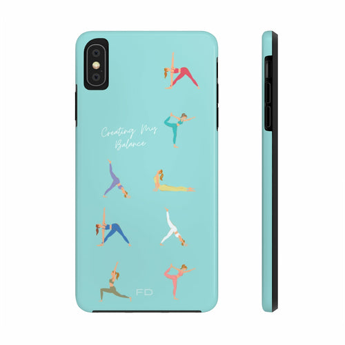 Yoga Poses Blue Tough iPhone Case with Wireless Charging Support