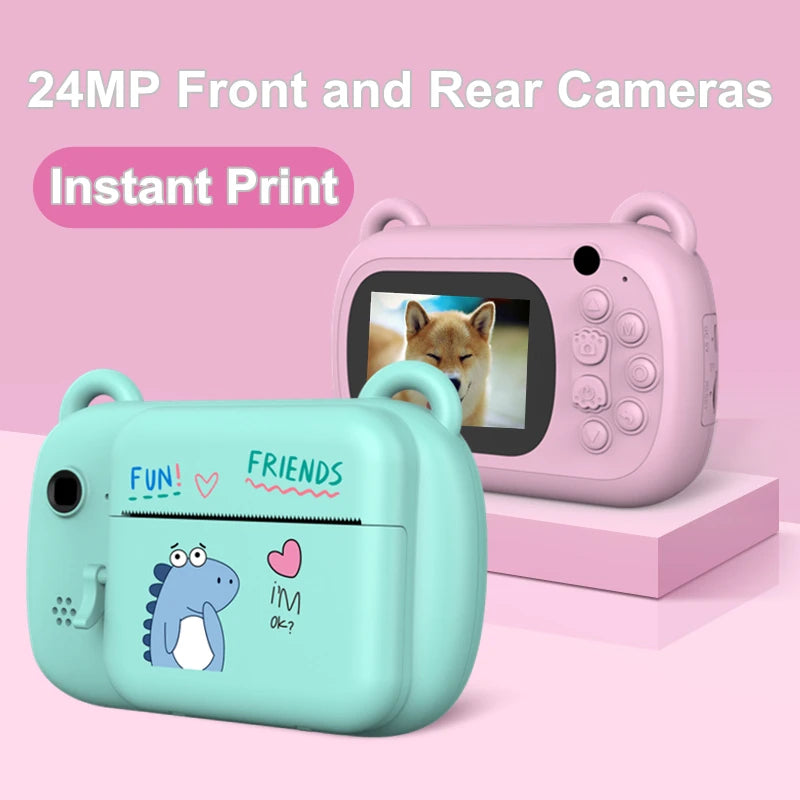 A7B Kids Digital Camera – Instant Print, 1080P Video, Mini Thermal Photo Printer