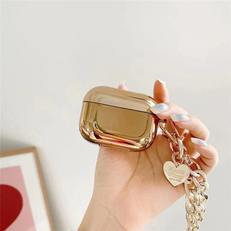 Elegant Gold Heart Chain AirPods Case