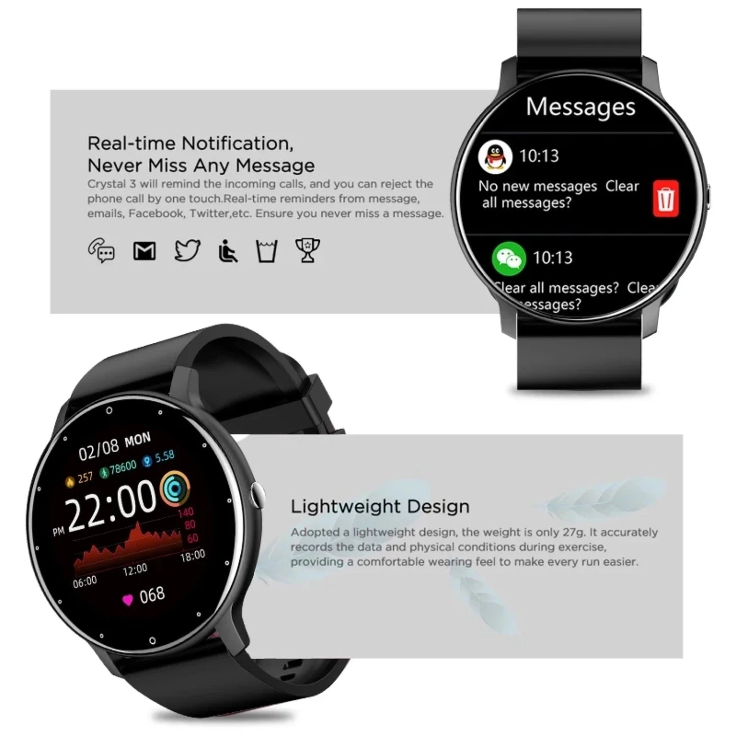 2023  Smart Watch Men Full Touch Screen Sport Fitness Watch IP67 Waterproof Bluetooth For Android Ios Smartwatch Men+Box
