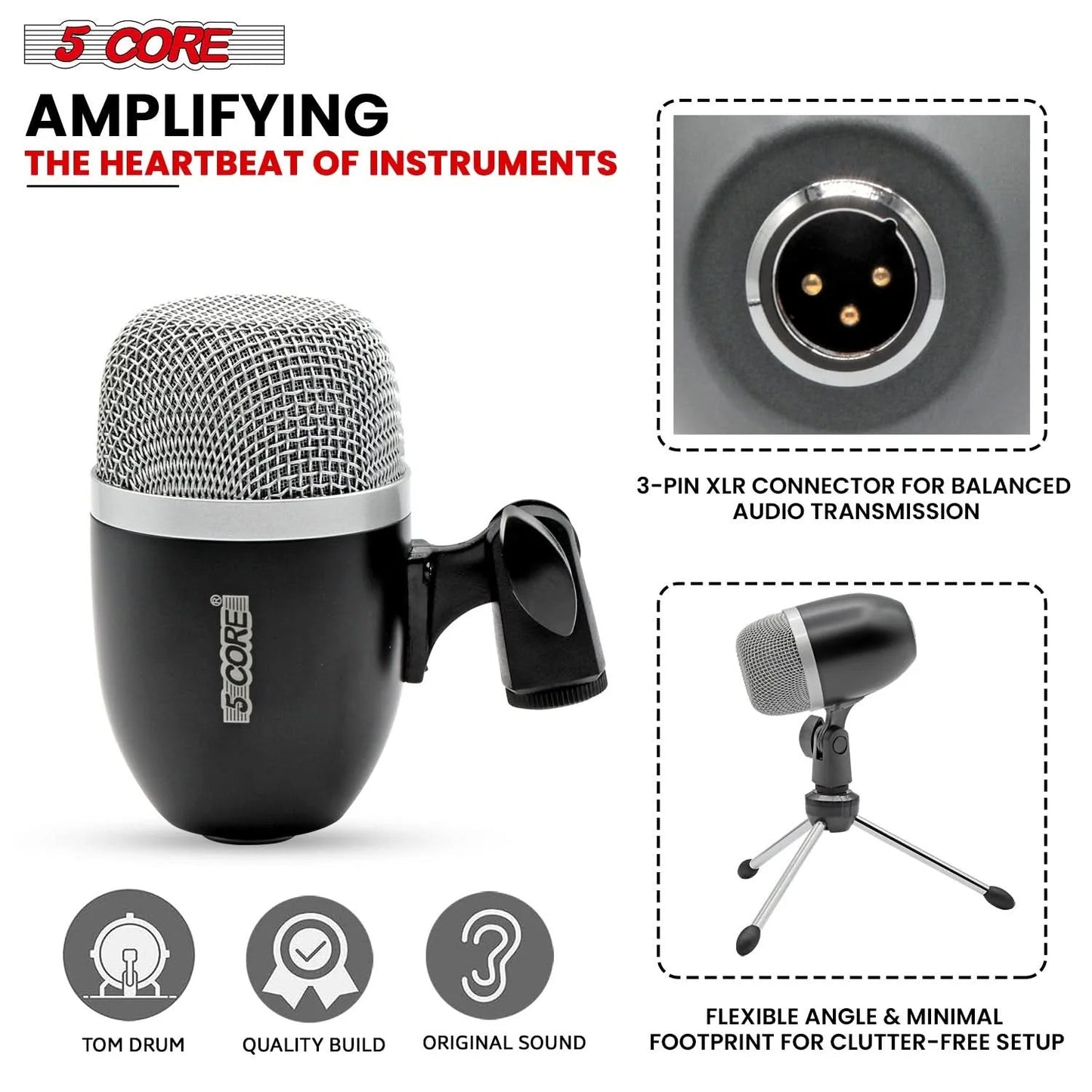 5Core Conga Mic Snare Tom Microphone Drum Kit Condenser XLR Instrument