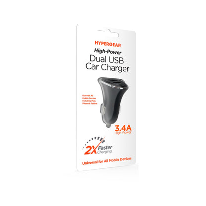 HyperGear Hi Power Dual USB Car Charger 3.4A Fast Charging