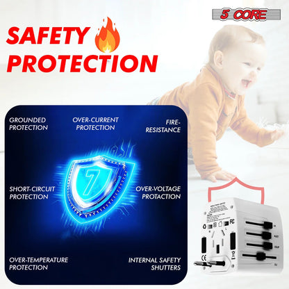 5Core Universal Travel Adapter International Power Adapters 3 Pack