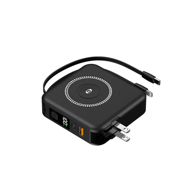 6 in 1 15W Magnetic Wireless Power Bank 22.5W Fast Charging Wall Charger for iPhone iwatch Samsung Powerbank with AC Plug Cable