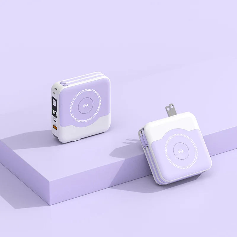 6 in 1 15W Magnetic Wireless Power Bank 22.5W Fast Charging Wall Charger for iPhone iwatch Samsung Powerbank with AC Plug Cable