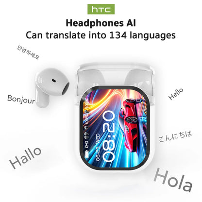 Translator HTC NE20 New Bluetooth 6.0 Wireless Headphones Translation Earphones IPX4 Waterproof Rating Long Battery Life