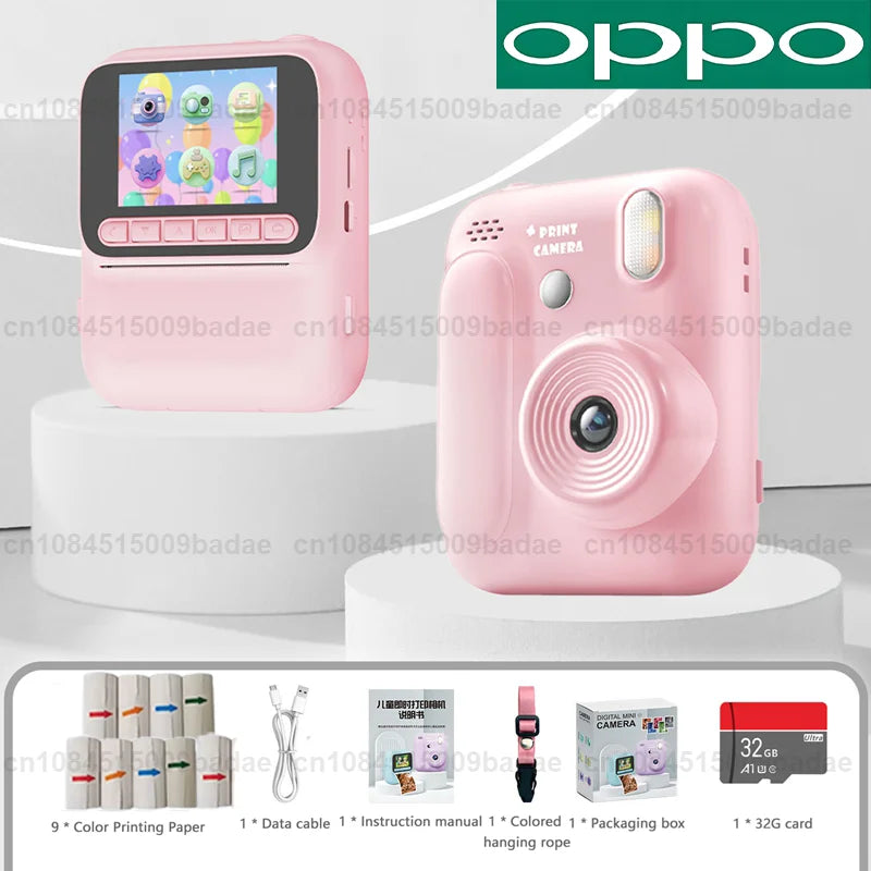 OPPO Kids Instant Camera – 1080P Video, Thermal Print, 32GB, Games & Music