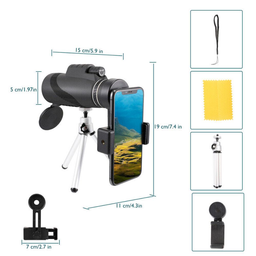 HD Monocular Telescope with Tripod and Smartphone Holder