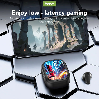 HTC NE20 Bluetooth V6.0 Earbuds – AI Translator, LCD Touch, HD Stereo, Long Battery Life