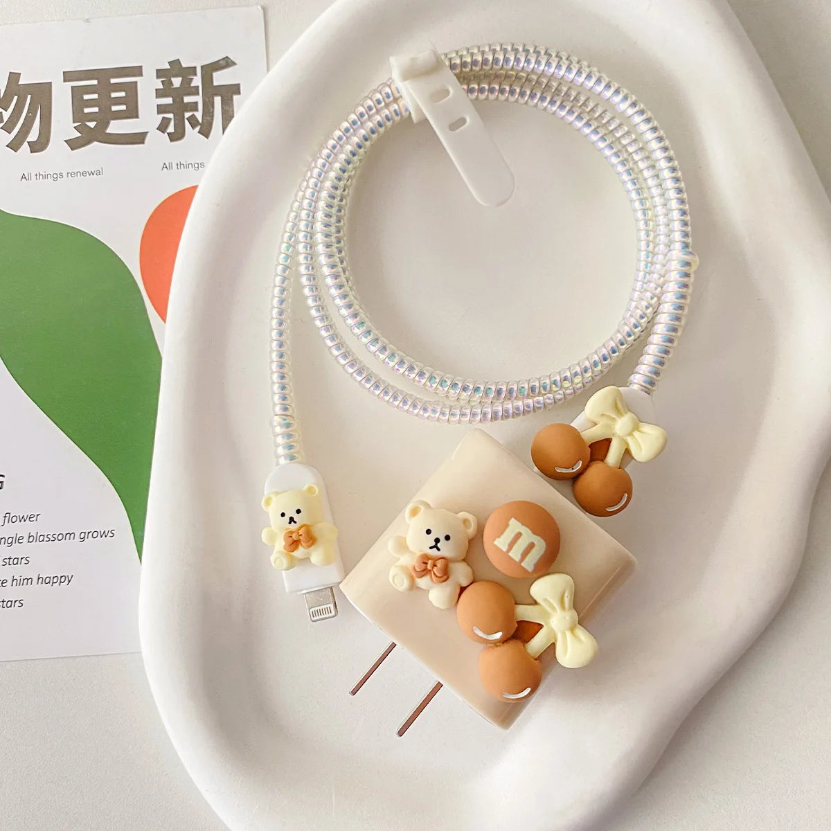 Changeable Charging Head Protective Cover Pink Lightweight Charger Protector For Iphone Portable Cute Mobile Phone Charger Cover