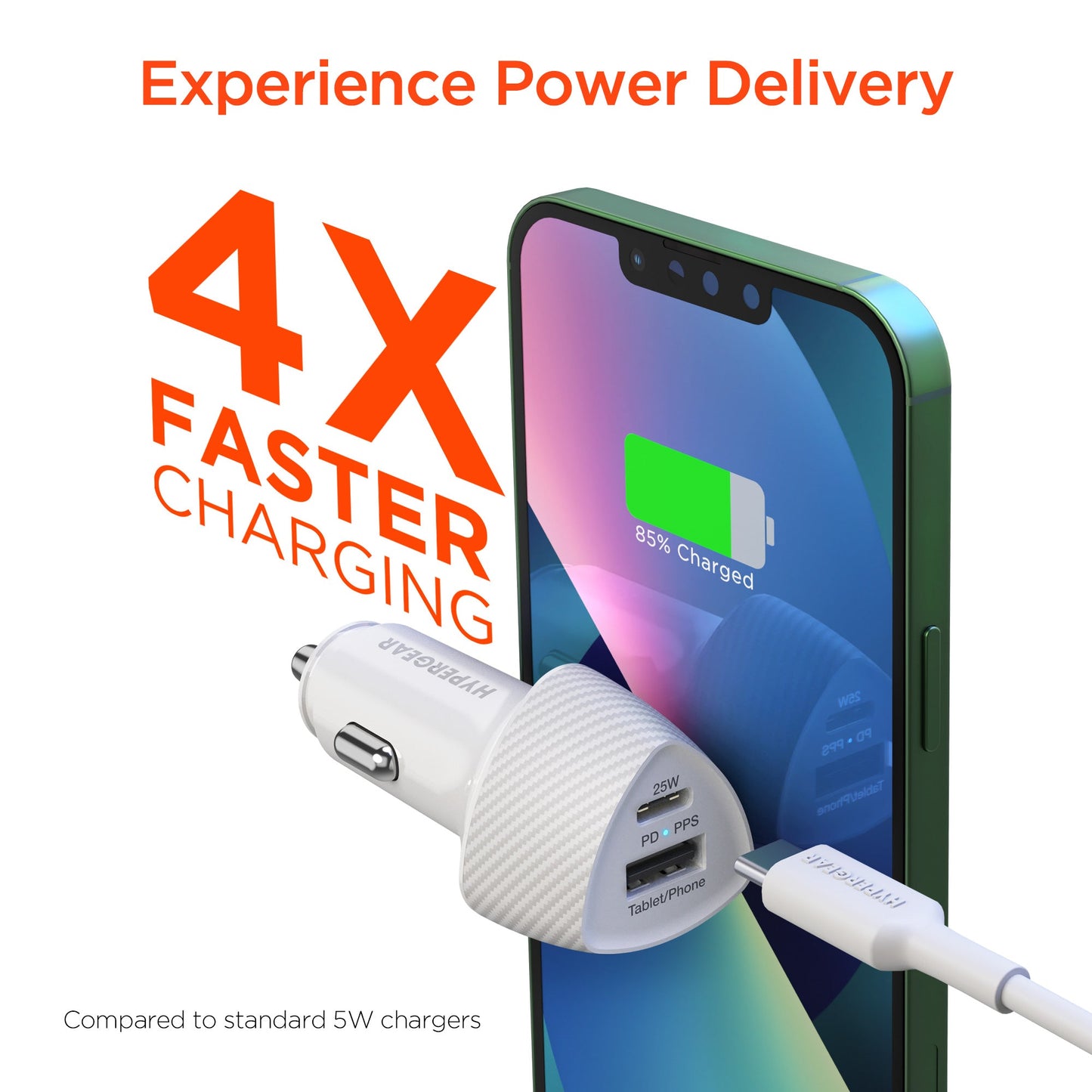 HyperGear 25W PD Fast Car Charger Kit with USB C Cable