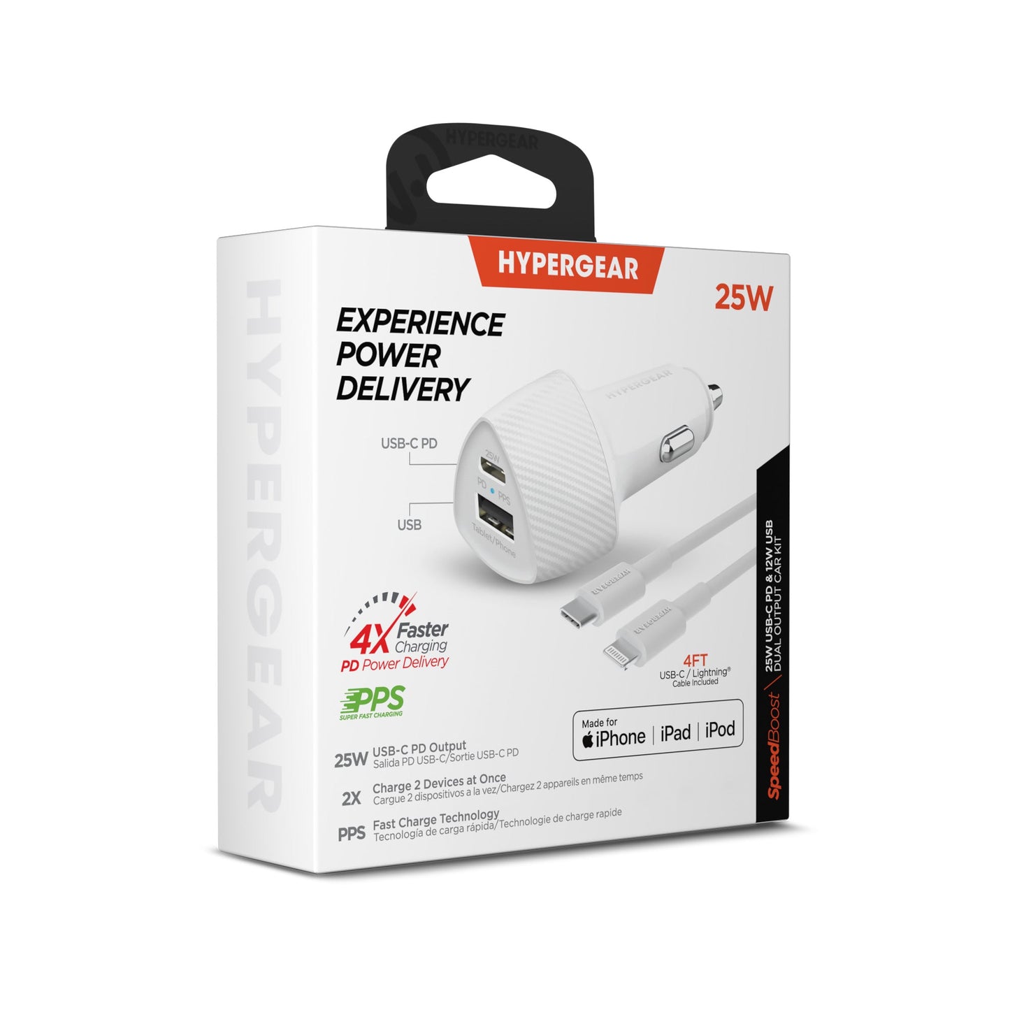 HyperGear 25W PD Fast Car Charger Kit with USB C Cable