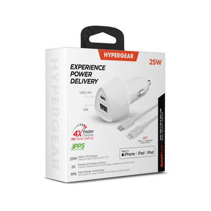 HyperGear 25W PD Fast Car Charger Kit with USB C Cable