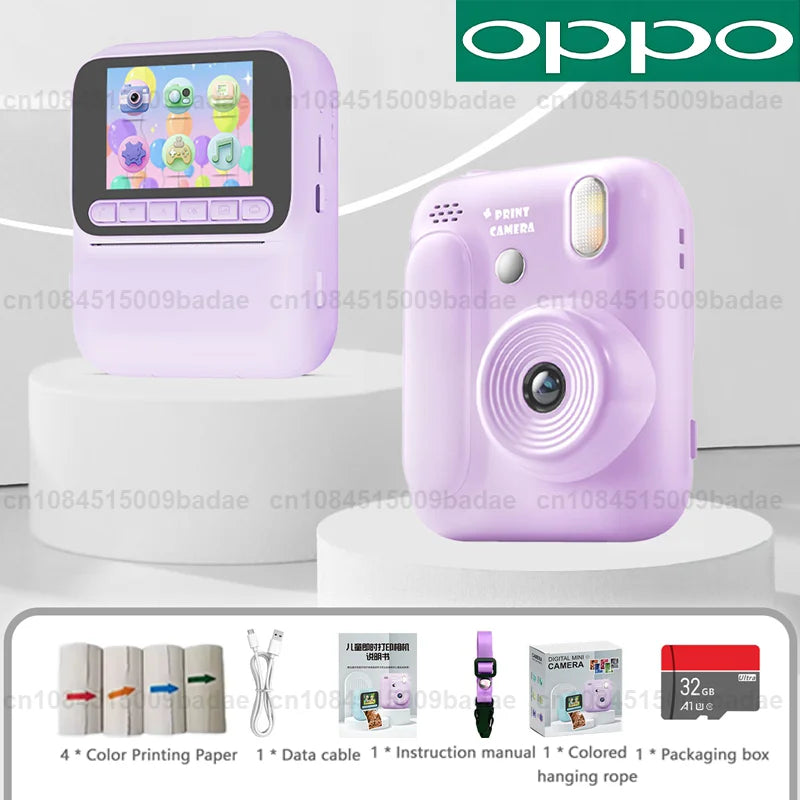 OPPO Kids Instant Camera – 1080P Video, Thermal Print, 32GB, Games & Music