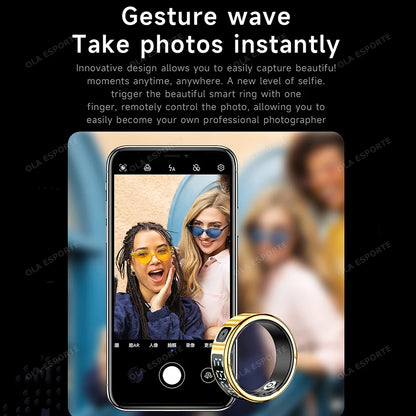 New Display Screen Smart Ring For Xiaomi Samsung Ring Gesture Swipe Video/Brush Tiktok Health Monitor 5ATM Waterproof Smartring