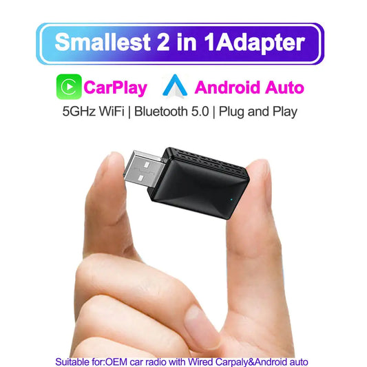 2-in-1 AI Car Adapter – Wired to Wireless CarPlay & Android Auto, WiFi Smart Dongle, Plug & Play