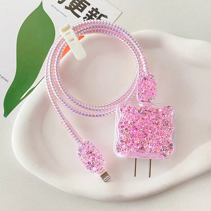 Changeable Charging Head Protective Cover Pink Lightweight Charger Protector For Iphone Portable Cute Mobile Phone Charger Cover