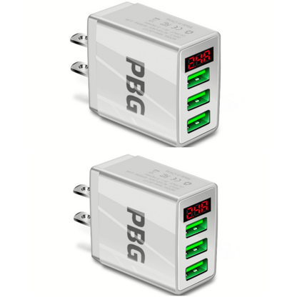 3-Port USB Quick Wall Charger with LED Display