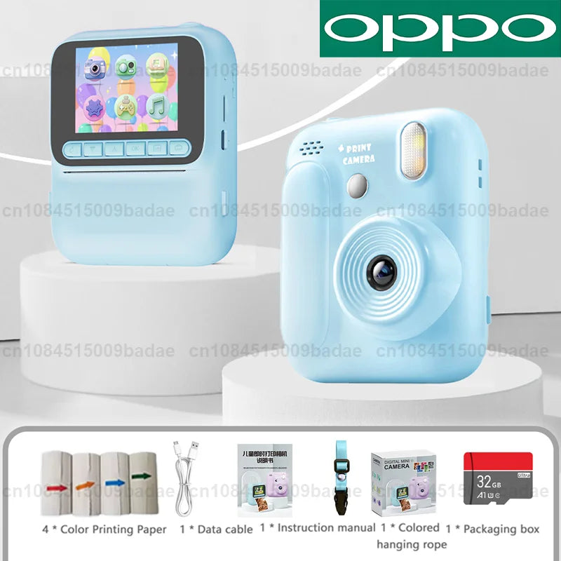 OPPO Kids Instant Camera – 1080P Video, Thermal Print, 32GB, Games & Music