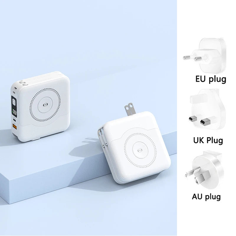 6 in 1 15W Magnetic Wireless Power Bank 22.5W Fast Charging Wall Charger for iPhone iwatch Samsung Powerbank with AC Plug Cable