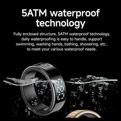 Smart Ring with Charging Box-5ATM Waterproof Step Health Tracker Heart Rate Blood Oxygen Monitor Sleep Monitoring LCD Display
