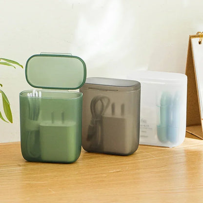 Portable Travel Data Cable Storage Box (with Lid), Phone Charger Storage, Data Cable, Data Head, Lipstick, Earrings