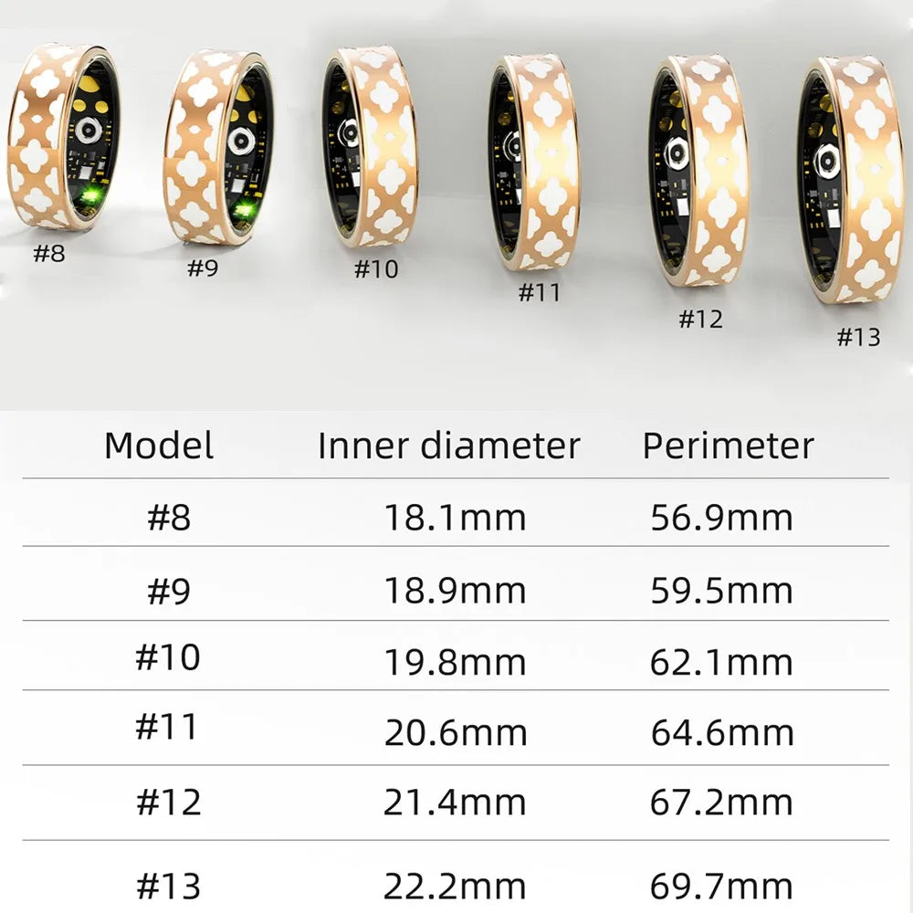 Women Smart Ring Heart Rate IP68 Waterproof Intelligent Female Luxury Health Monitor Fashion Rings Festival Gifts For Ladies