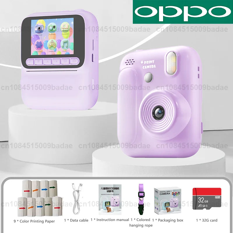 OPPO Kids Instant Camera – 1080P Video, Thermal Print, 32GB, Games & Music