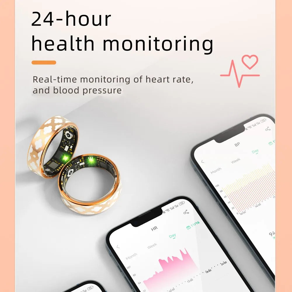 Women Smart Ring Heart Rate IP68 Waterproof Intelligent Female Luxury Health Monitor Fashion Rings Festival Gifts For Ladies