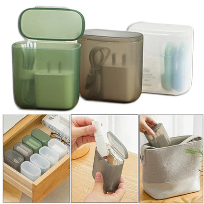 Portable Travel Data Cable Storage Box (with Lid), Phone Charger Storage, Data Cable, Data Head, Lipstick, Earrings