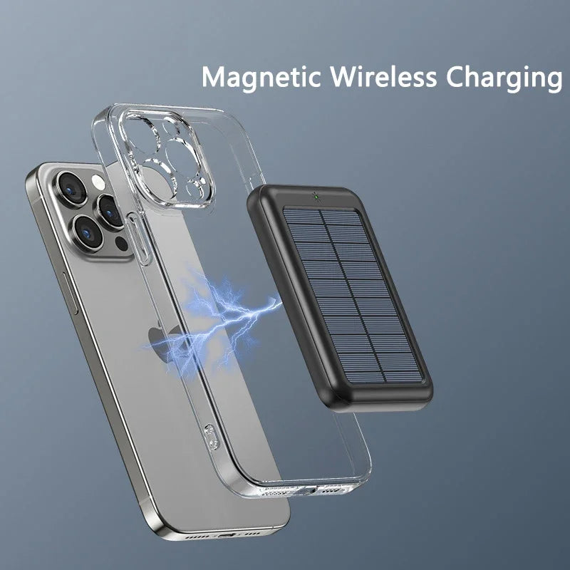 10000mAh Magsafe Power Bank Magnetic Wireless Solar Poverbank for IPhone Huawei Samsung Xiaomi Solar Charging Portable Powerbank