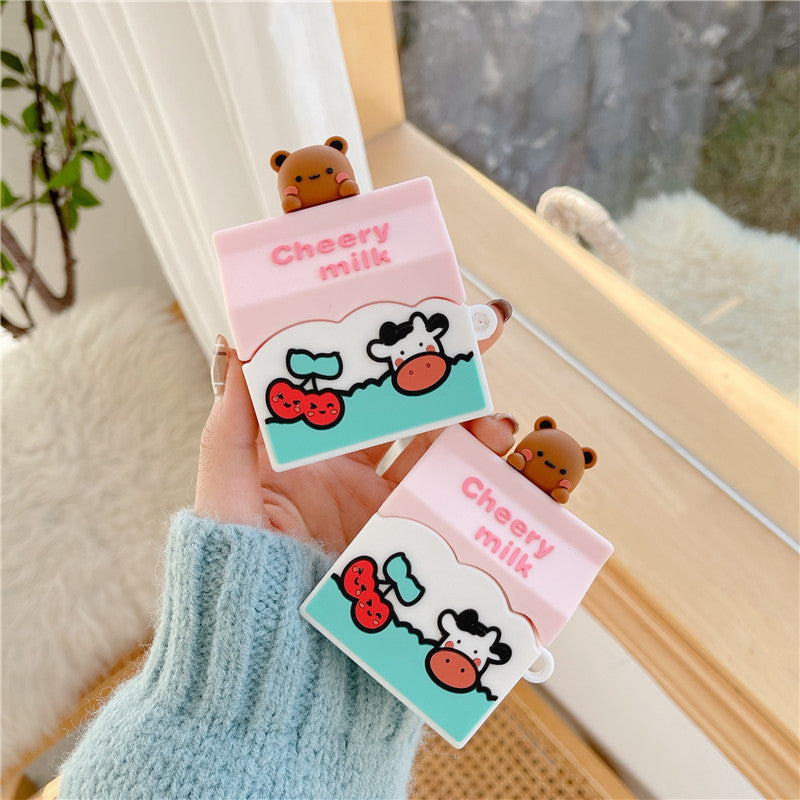 Protective Soft Shell Adorable Cartoon Cow & Bear AirPods Case