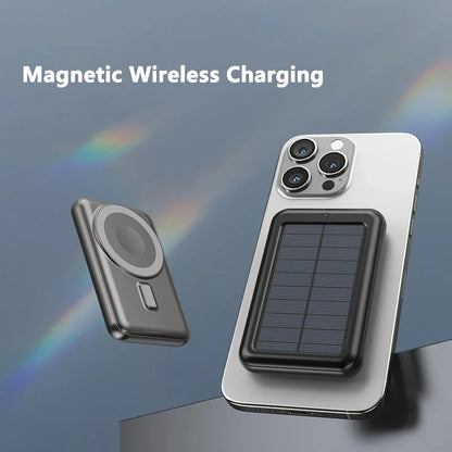 10000mAh Magsafe Power Bank Magnetic Wireless Solar Poverbank for IPhone Huawei Samsung Xiaomi Solar Charging Portable Powerbank