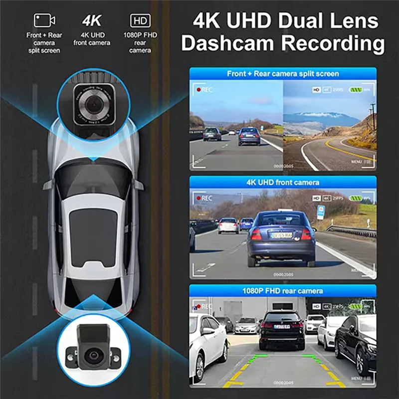 Wireless Carplay Car Stereo, 9 Inch Portable Car Audio With Front Rear 4K+1080P Dual Camera Dash Cam, Carplay Screen